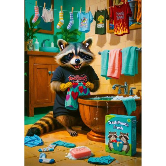 Puzzle Trefl Dia de Lavandaria do Guaxinim 1000 Peças