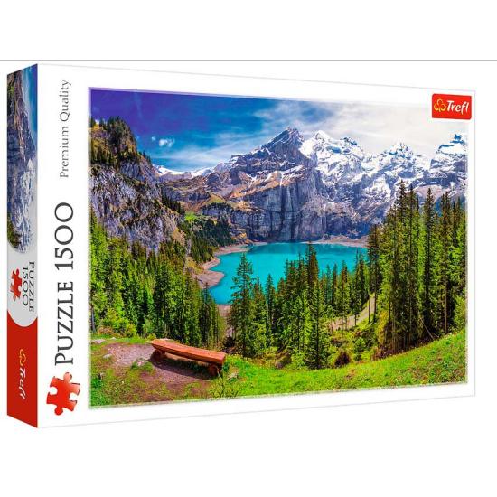 Puzzle Trefl Lago Oeschinen, Alpes Suíços de 1500 Peças