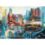 Puzzle Trefl Madeira Colagem de Nueva York de 1000 peças