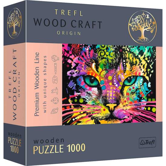 Puzzle Trefl Madeira Gato Colorido de1000 peças
