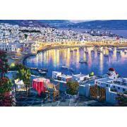 Puzzle Trefl Mykonos ao pôr do sol, Grécia de 1500 peças