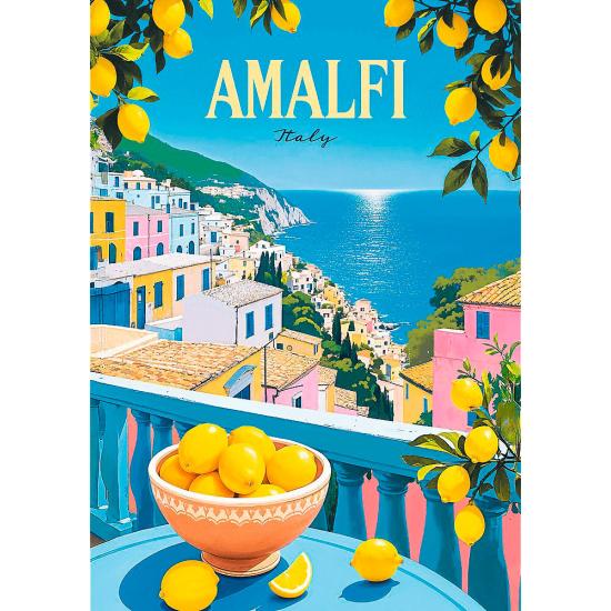 Puzzle Trefl Pôster Vintage: Amalfi, Italia de 1000 Peças