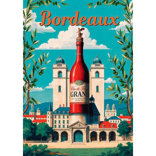 Puzzle Trefl Pôster Vintage: Bordeaux, França de 1000 Peças
