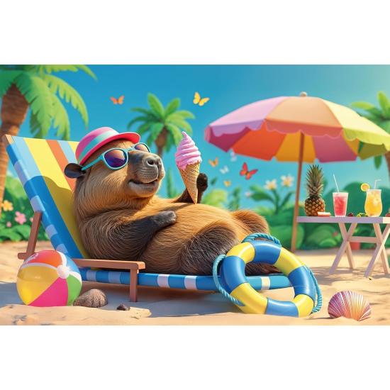 Puzzle Trefl Relaxar ao Estilo da Capivara XXL de 100 Peças