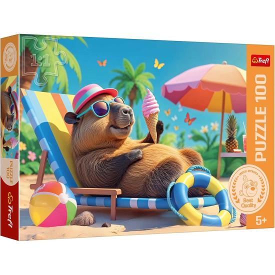 Puzzle Trefl Relaxar ao Estilo da Capivara XXL de 100 Peças