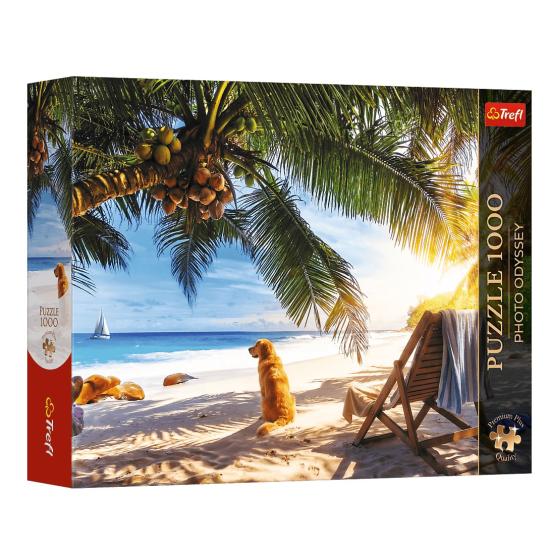 Puzzle Trefl Relaxando Na Praia, Seychelles de 1000 Peças