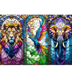 Puzzle Trefl Vitrais, Animais selvagens 1000 Peças