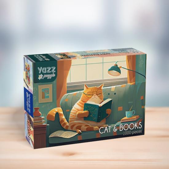 Puzzle Yazz Gato e Livros de 1000 peças